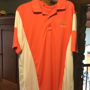 Golden oak salmon golf shirt